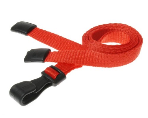Red lanyard with plastic - red,